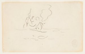 銛を持ったカヌーに乗った男 作： Winslow Homer