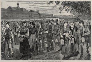 ニューイングランドの工場生活-ベルタイム、1868。 作： Winslow Homer