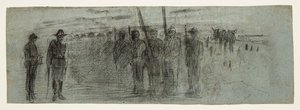 飛行隊を検査する将校と補佐官 作： Winslow Homer