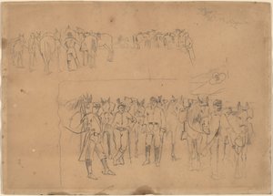 役員と休息中の馬 作： Winslow Homer