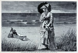 海辺で--二人は仲間、三人は誰もいない」『ハーパーズ・ウィークリー』1872年8月17日号より