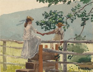 1878年、「オン・ザ・スティル」。 作： Winslow Homer