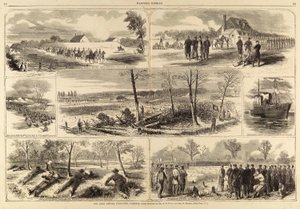 バージニア州ヨークタウン前のわが軍（1862年5月3日付『ハーパーズ・ウィークリー』誌より 作： アルフレッド・ルドルフ・ウォード