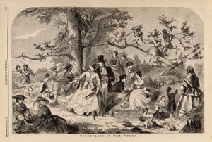 森でピクニック（『ハーパーズ・ウィークリー』1858年9月4日号より