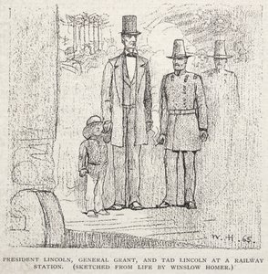 リンカーン大統領、グラント将軍、タッドリンカーン、1887年。 作： Winslow Homer