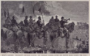 ラッシュのランサーズフランクリンの先遣斥候隊（1886年5月、センチュリー誌より 作： Winslow Homer