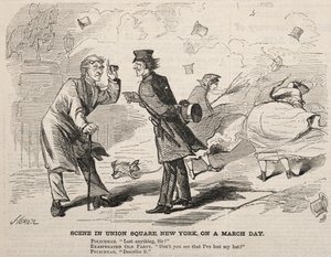 1860年3月の日のニューヨークのユニオンスクエアのシーン。 作： Winslow Homer