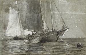 アンカーでのスクーナー、1884 作： Winslow Homer