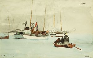 キーウェストのアンカーにあるスクーナー船、1903年 作： Winslow Homer