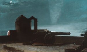 ハーバーエントランスのサーチライト、サンティアゴデクーバ、1901年。 作： Winslow Homer