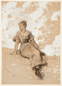 座っている女の子 作： Winslow Homer