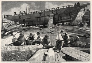 造船、グロスターハーバー、1873年。 作： Winslow Homer