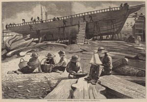 Ship-Building, Gloucester Harbor, 1873年発行。 作： Winslow Homer