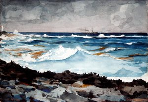 ショアとサーフ、ナッソー、1899年（紙とトイレとグラファイト） 作： Winslow Homer