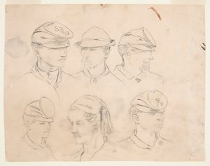 兵士の頭部に関する 6 つの研究 作： Winslow Homer