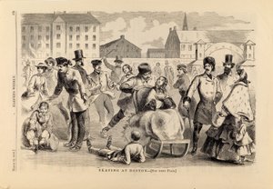 ボストンのスケート、ハーパーズ・ウィークリー誌、1859年3月13日号より 作： ウィンスロー・ホーマー