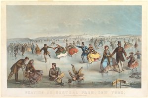 ニューヨークのセントラルパークでスケート 作： Winslow Homer