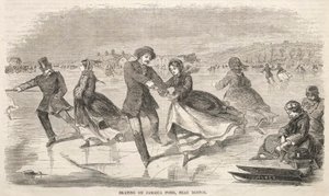 ボストン近郊のジャマイカ池でスケート 作： Winslow Homer