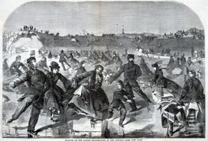 婦人用スケート池でのスケート--セントラルパーク（1860年1月28日付『ハーパーズ・ウィークリー』誌より