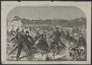 1860年、ニューヨークのセントラルパークにあるレディーススケートの池でスケート。 作： Winslow Homer