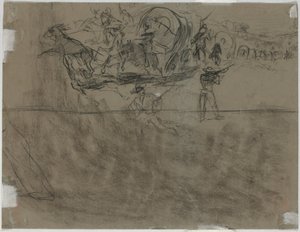幌馬車隊の小競り合い [裏面] 作： Winslow Homer