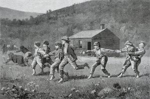 1873年9月20日、ハーパーズウィークリーのスナップザウィップ（新聞用紙に木版画） 作： Winslow Homer