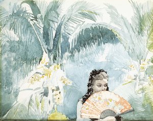 ファンを持つスペインの少女、1885 作： Winslow Homer