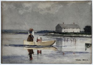 槍のウナギ、1800年代後半。 作： Winslow Homer