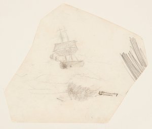 嵐の海でのスクエアリガー 作： Winslow Homer