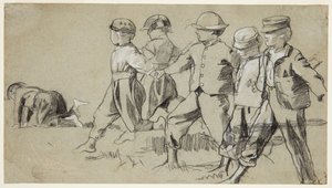 「スナップ・ザ・ウィップ」の習作 作： Winslow Homer