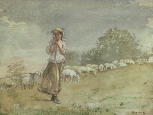 羊の世話、ホートン農場、1878-79年頃 作： Winslow Homer