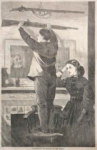 感謝祭-マスケット銃を切る、1865。 作： Winslow Homer