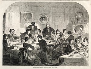 感謝祭-ディナー、1858年。 作： Winslow Homer