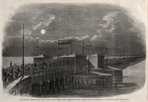 ロングブリッジを渡る米国大陸軍の前衛、1861年、1861年。 作： Winslow Homer