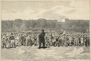 ニューヨーク、トンプキンス・スクエアの7月4日--"The Sogers Are Coming!"（1868年7月11日、Harper