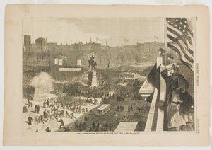 1863年4月11日、ニューヨーク、ユニオン・スクエアでの大サムター集会 作： Winslow Homer