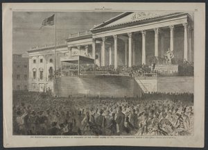 エイブラハム・リンカーンの合衆国大統領就任式（1861年3月4日、ワシントンの国会議事堂にて