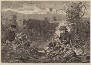1873年に出版された「収穫の最後の日」。 作： Winslow Homer