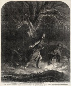 反乱軍の接近を発見した第10インディアナ連隊のピケット.... 作： Winslow Homer
