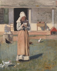 The Sick Chicken、1874（wc紙にwc、ガッシュ、グラファイト） 作： Winslow Homer