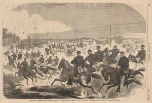 北軍の騎兵隊と砲兵隊、反乱軍の追撃からヨークタウン ターンパイクまで、ハーパーより 作： Winslow Homer