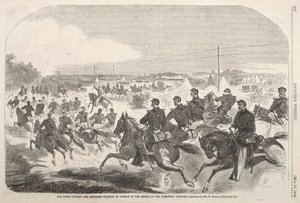 北軍騎兵と砲兵、反逆者の追跡から始まり、1862年にヨークタウンターンパイクを上った。 作： Winslow Homer