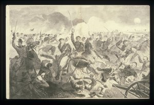連合のための戦争 1862 - 騎兵突撃 (木の彫刻) 作： Winslow Homer