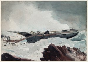 難破したスクーナー 1900-10年頃 （紙に水彩、木炭） 作： ウィンスロー・ホーマー