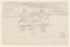 カヌーに乗った 3 人の男、イル マニーニュ、ケベック 作： Winslow Homer