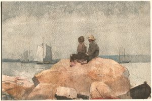 スクーナーを眺める二人の少年 作： Winslow Homer