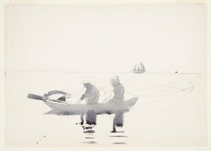 手漕ぎボートに乗った 2 人の人物 作： Winslow Homer