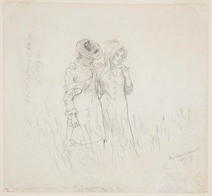 野原にいる二人の少女 作： Winslow Homer