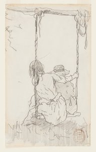ブランコに乗る二人の女の子 作： Winslow Homer