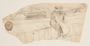 護岸に座る二人の女性、カラコーツ、イングランド 作： Winslow Homer